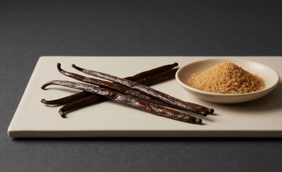 素材の香り：バニラビーンズと生ザラメ